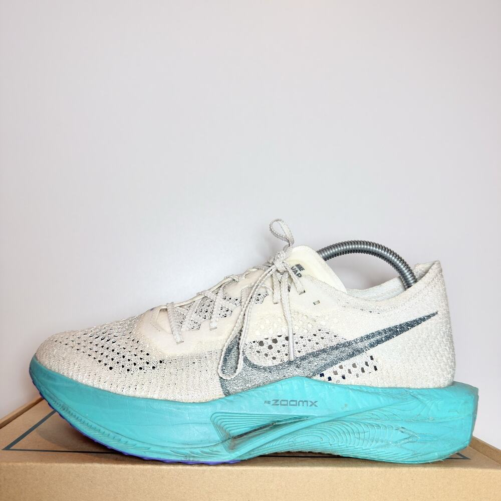 Nike Mens 9 ZoomX Vaporfly NEXT% 3 Aqua Tone White Carbon Road Running Shoes
